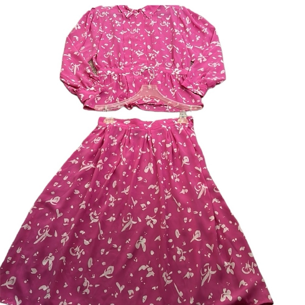 Sk E company pink and white vantage skirts suit size 12 y2K